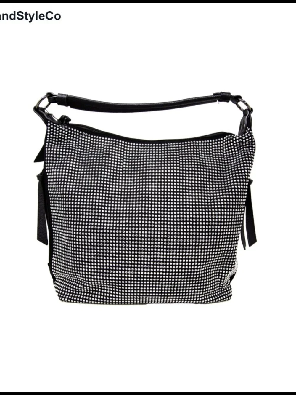 Rhinestone Hobo Handbag Faux Leather Crossbody Shoulder Bag Detachable Strap